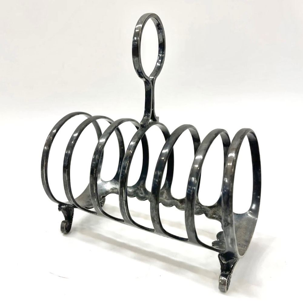 ⏳Antique Silver Plated 6 slice Toast Holder